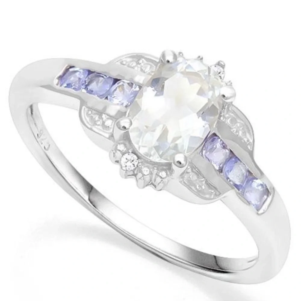 Aquamarine and Tanzanite Ring‎ in Sterling Silver Size 7